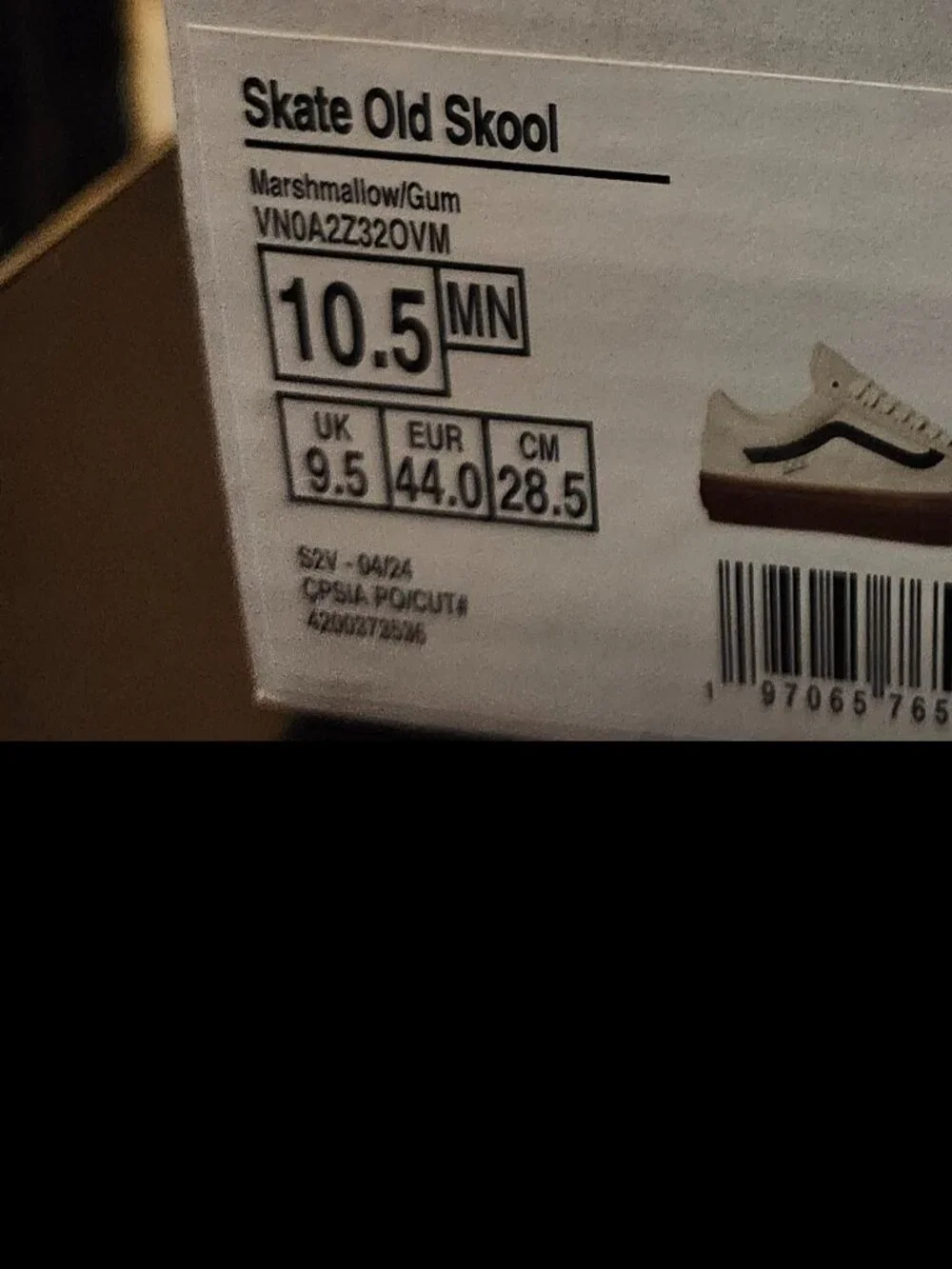 Vans Skate Old Skool Marshmallow Gum Men’s 10.5 Pre-Owned With Box